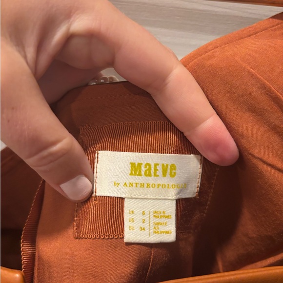 ANTHROPOLOGIE Maeve Faux Leather Notch Cropped Tank Top Caramel Brown Size 2 - Picture 7 of 11